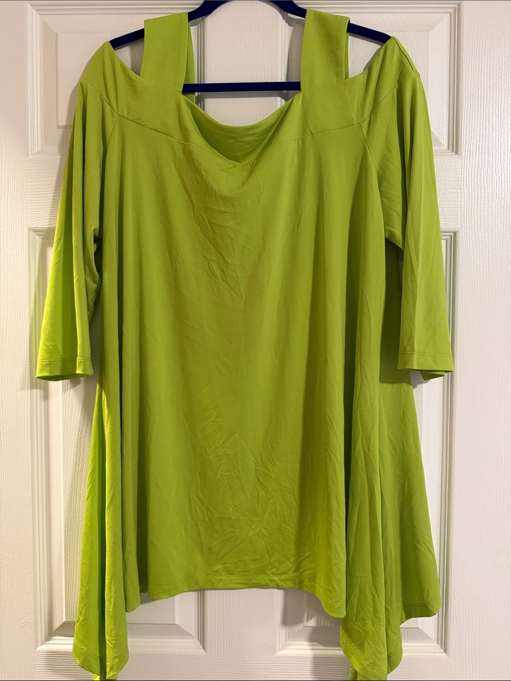 Midnight Velvet Lime Green Cold-Shoulder Tunic plus 1x